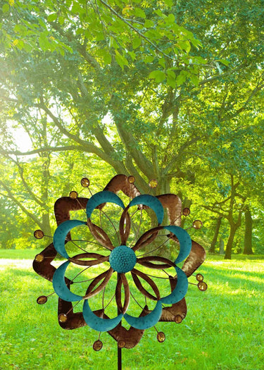 Windrad Windspiel mehrfarbig aus Metall als Gartenstecker Höhe 160 cm ⌀ 53 cm - Lifestyle & More