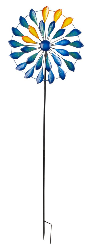 Windrad Windspiel mehrfarbig aus Metall als Gartenstecker Höhe 160 cm Durchmesser 50 cm - Lifestyle & More