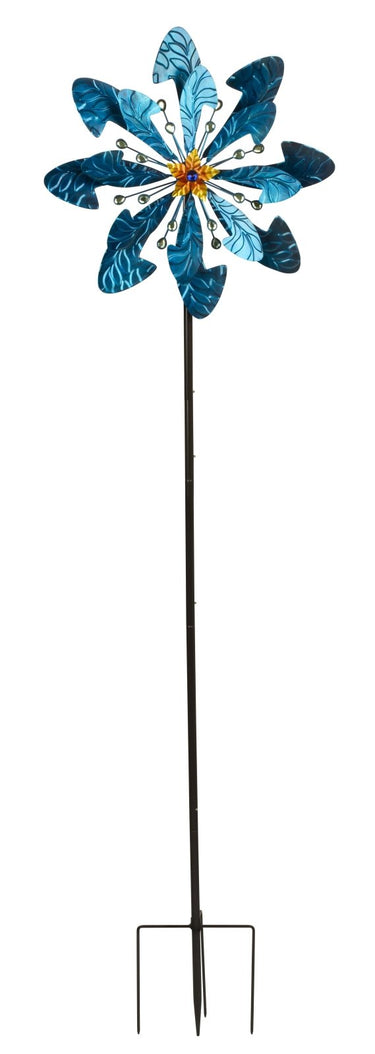 Windrad Windspiel mehrfarbig aus Metall als Gartenstecker Höhe 182 cm Durchmesser 50 cm - Lifestyle & More