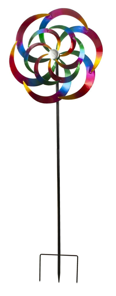 Windrad Windspiel mehrfarbig aus Metall als Gartenstecker Höhe 183 cm ⌀ 60 cm - Lifestyle & More