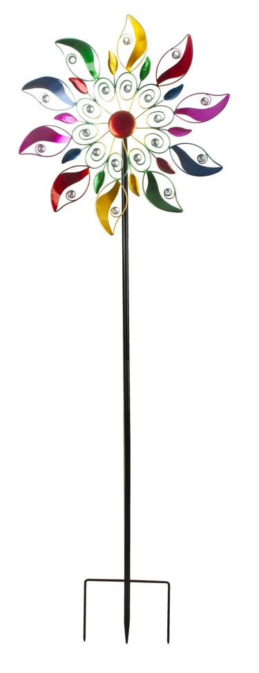Windrad Windspiel mehrfarbig aus Metall als Gartenstecker Höhe 188 cm ⌀ 60 cm - Lifestyle & More
