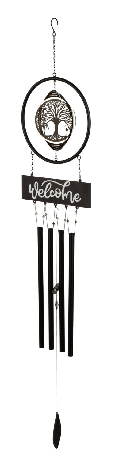 Windspiel aus Metall mit Edelstahl - Kreisel "Lebensbaum" mit Metall - Windspiel Höhe 133cm ⌀ 26cm - Lifestyle & More