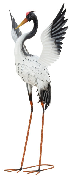 Modern metal garden sculpture Stork garden sculpture black/white Height 82 cm Width 42 cm