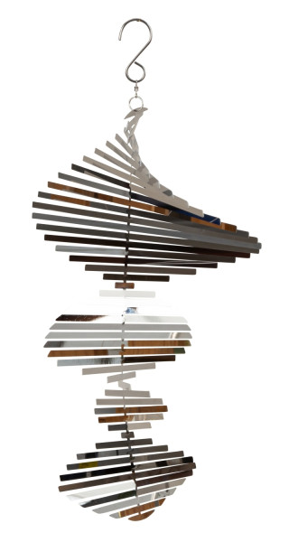 3D Windspiel aus Edelstahl Hängen Höhe 28 cm Breite 19 cm
