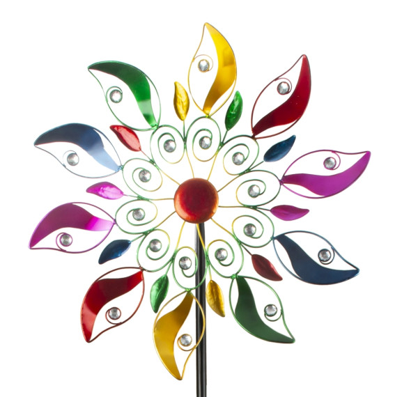 Wind wheel wind chime multicoloured metal garden plug height 188 cm ⌀ 60 cm