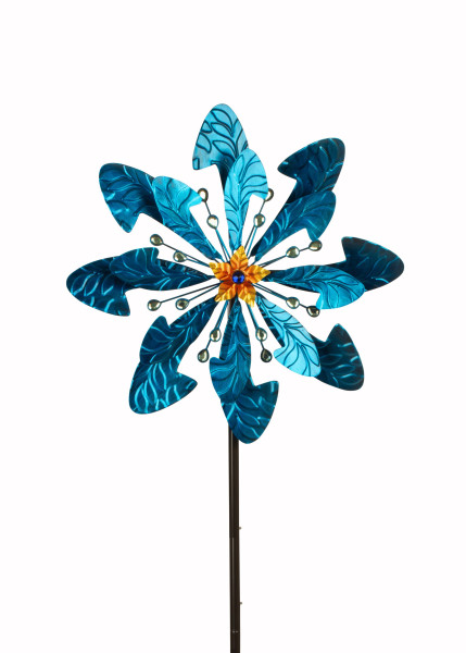 Windrad Windspiel mehrfarbig aus Metall als Gartenstecker Höhe 182 cm Durchmesser 50 cm
