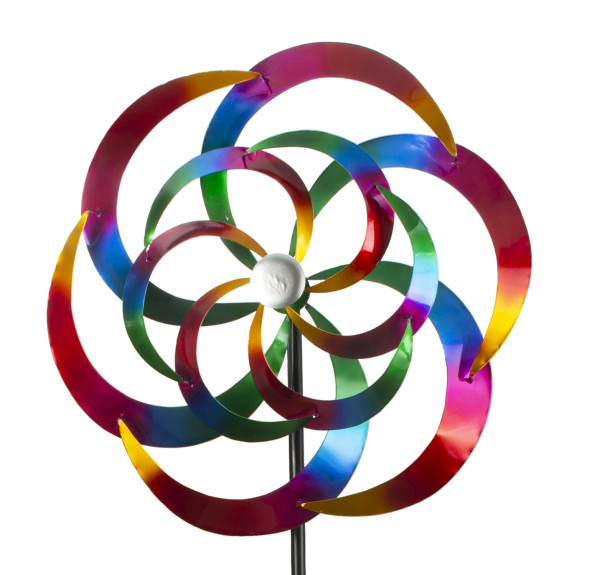 Wind wheel wind chime multicoloured metal garden plug height 183 cm ⌀ 60 cm